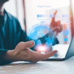 strat up business planning concept, man holding virtual glob with connected network and timeline to built new business, business and technology. strat up business planning concept, man holding virtual glob with connected network and timeline to built new business, business and technology.